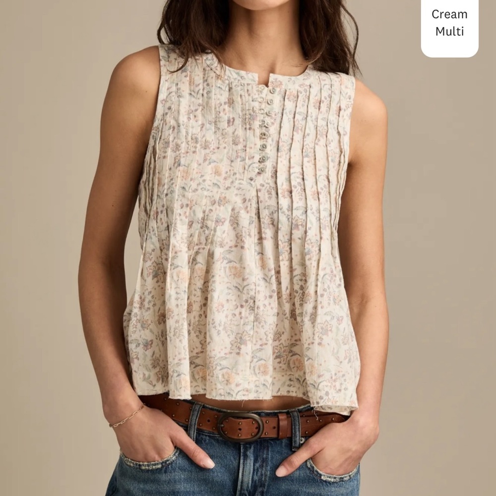 Lucky Brand Cropped Floral Blouse